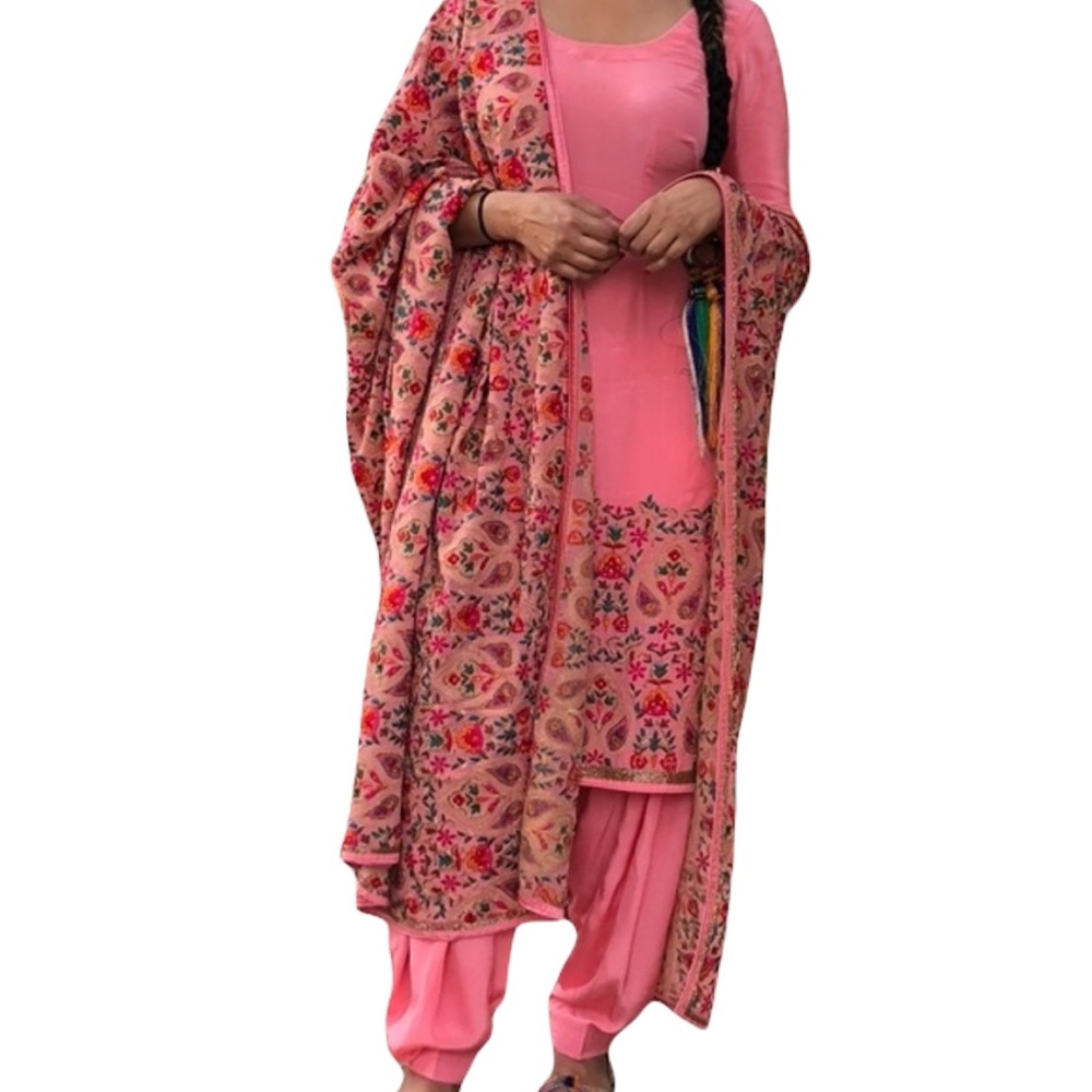 Stunning Silk Punjabi Suit— Gorgeous Heavy Threadwork!